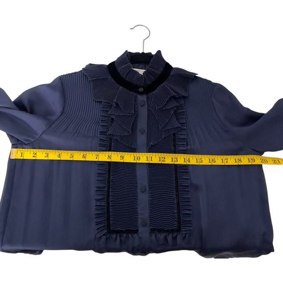 Diane Von Furstenberg DVF Jonquille Pleated High Neck Ruffle Blouse (4) - Picture 10 of 15